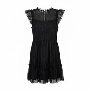 All Saints Black Metallic Like Textured Cocktail Dress